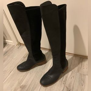 Lucky Brand Knee-High Leather/Suede Boots